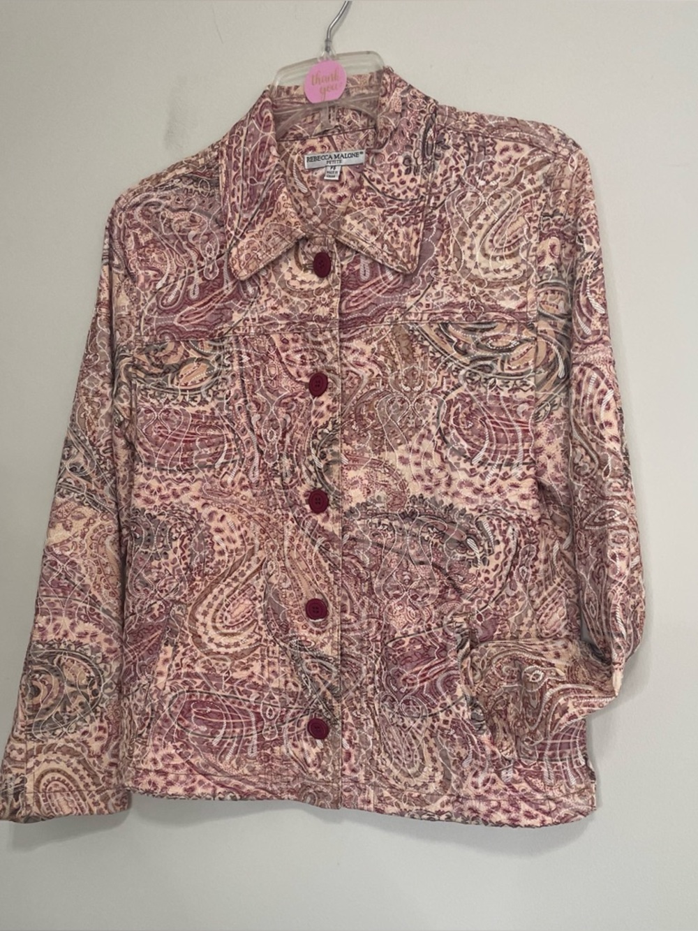 Rebecca Malone Rose Paisley Button-Front Petite Jacket~ Size‎ Small/P
Office